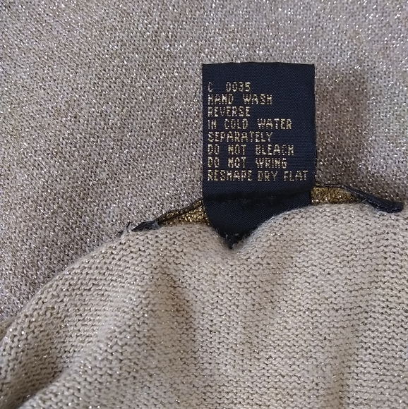 Lisa Originals Sweater Women's M Shrt Slv Pullover Gold Metallic Cotton Blnd EUC - Picture 8 of 8